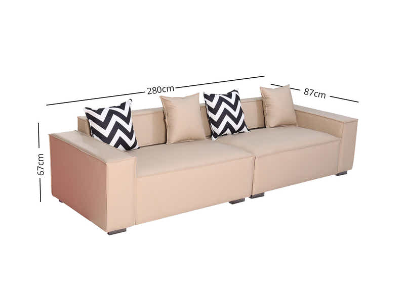 Loretta PU Leather Sofa - Beige
