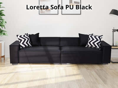 Loretta PU Leather Sofa - Black