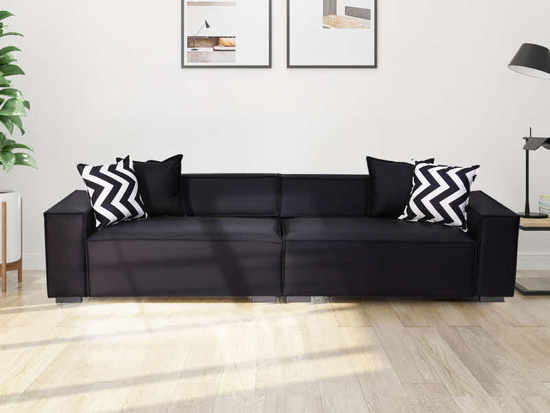 Loretta PU Leather Sofa - Black