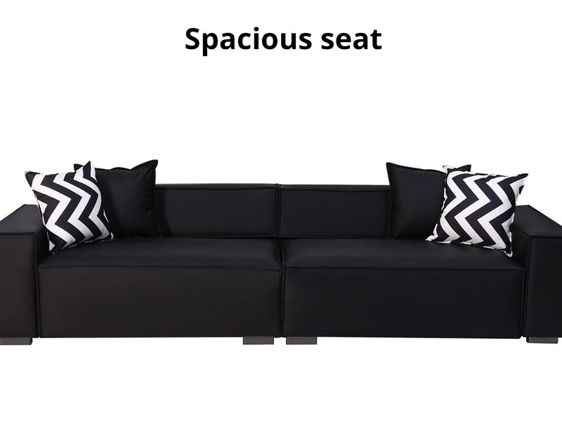 Loretta PU Leather Sofa - Black