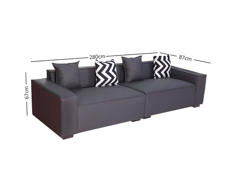 Loretta PU Leather Sofa - Grey