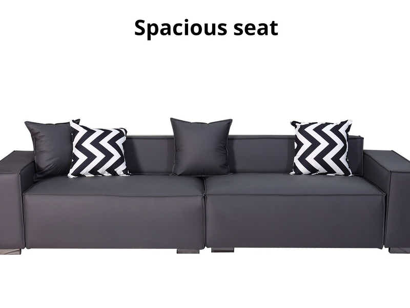 Loretta PU Leather Sofa - Grey