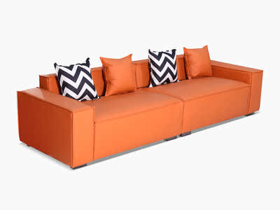 Loretta PU Leather Sofa - Orange