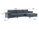 New Ronni Sectional Sofa with Right Chaise Velvet Dark Grey