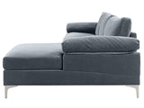 New Ronni Sectional Sofa with Right Chaise Velvet Dark Grey