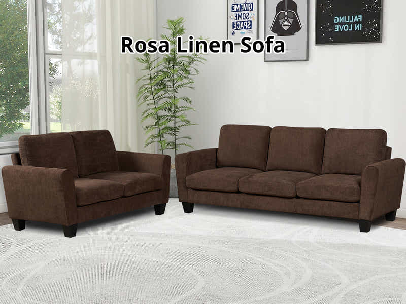 Rosa Linen Sofa Set Brown