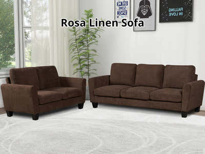Rosa Linen Sofa Set Brown