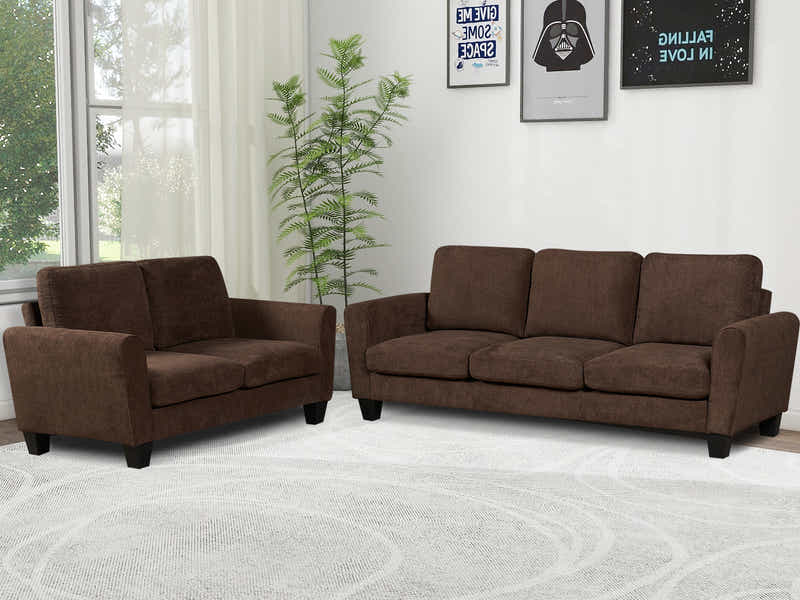Rosa Linen Sofa Set Brown