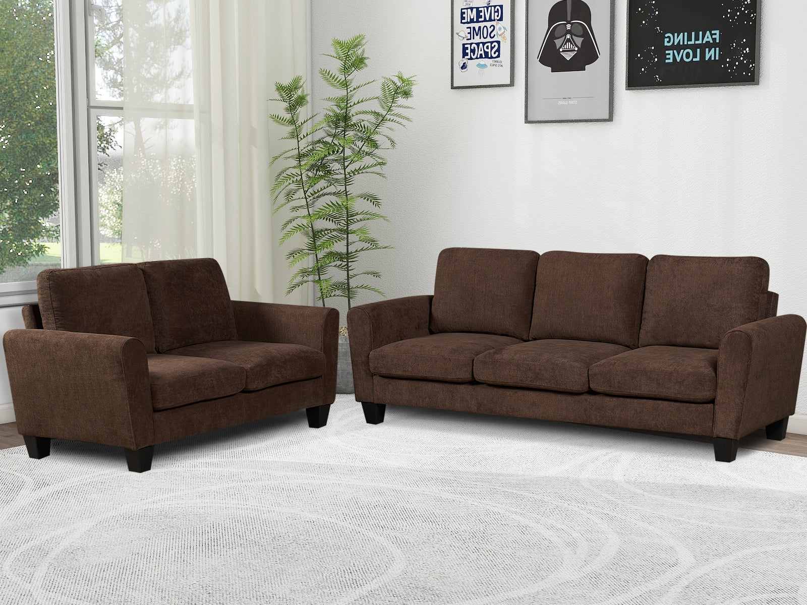 DS Rosa Linen Sofa Set Brown