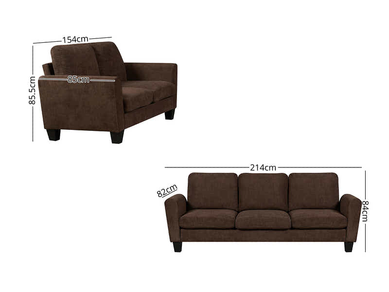 Rosa Linen Sofa Set Brown