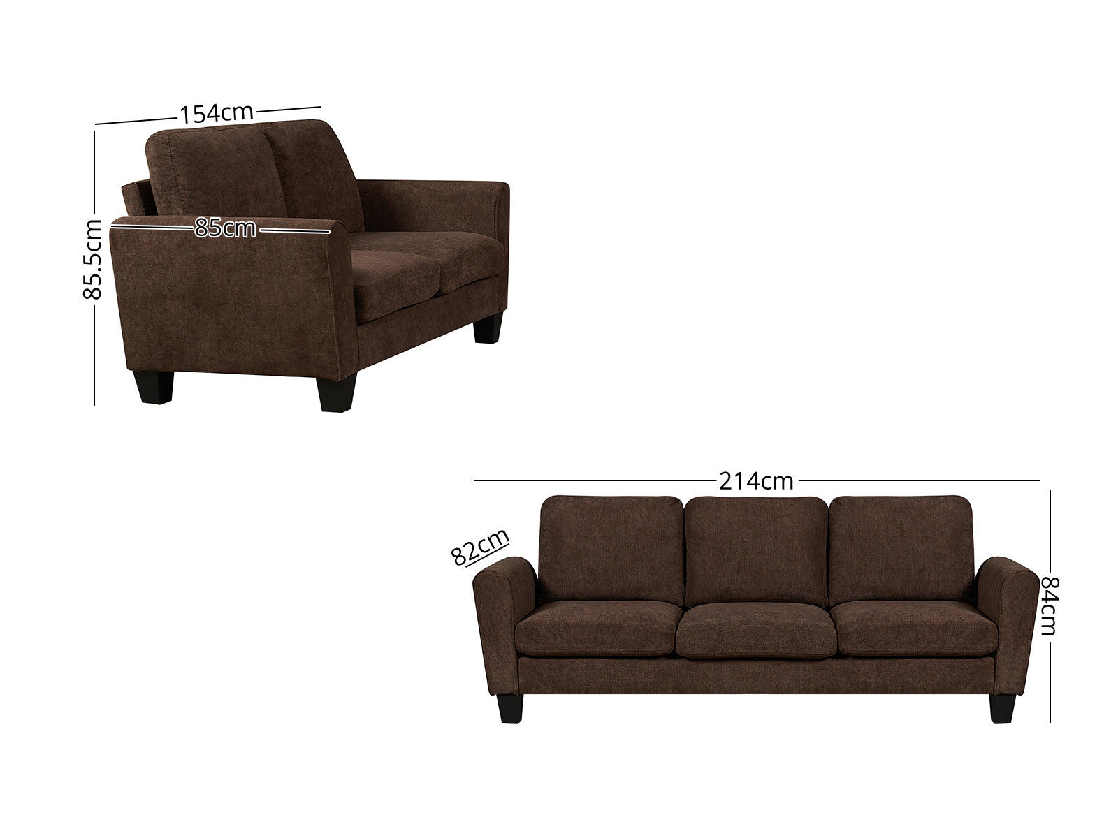 DS Rosa Linen Sofa Set Brown