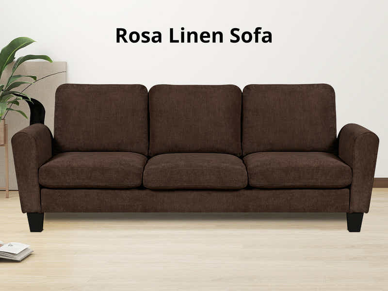 Rosa Linen Sofa Brown3186