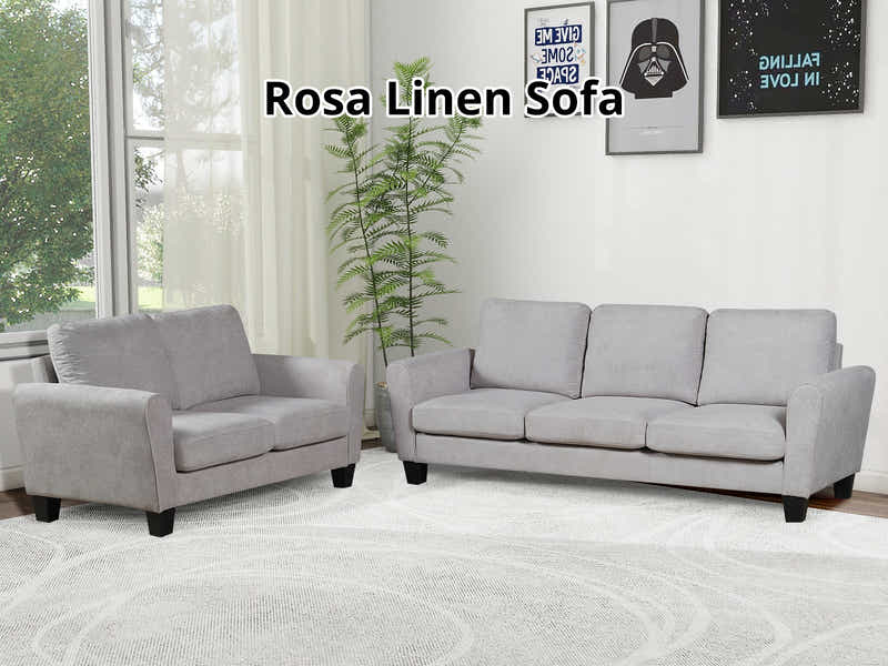 Rosa Linen Sofa Set Grey