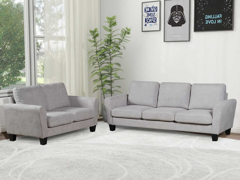 Rosa Linen Sofa Set Grey