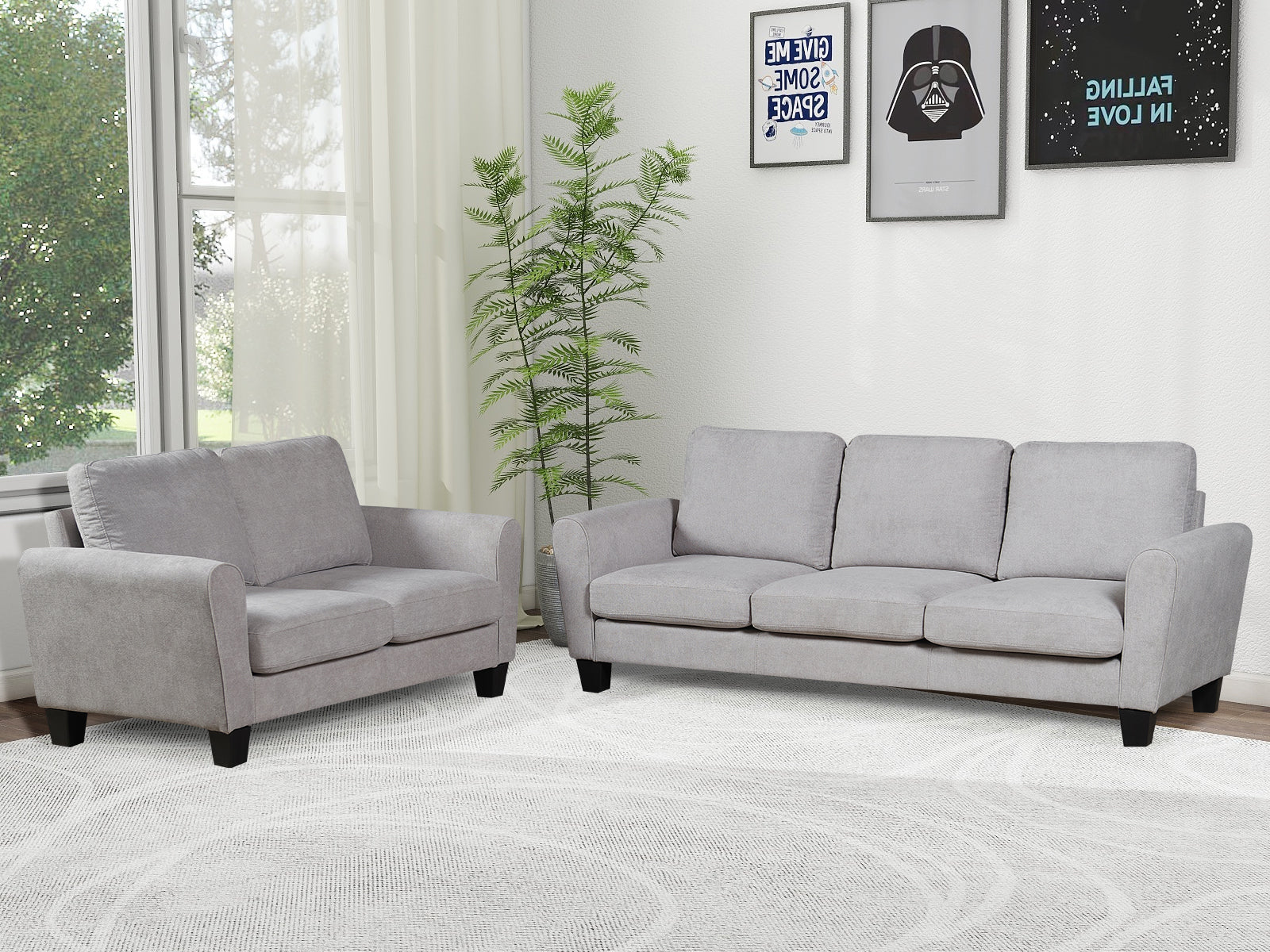 DS Rosa Linen Sofa Set Grey