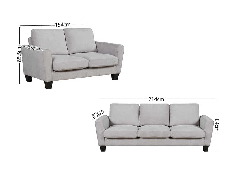 Rosa Linen Sofa Set Grey