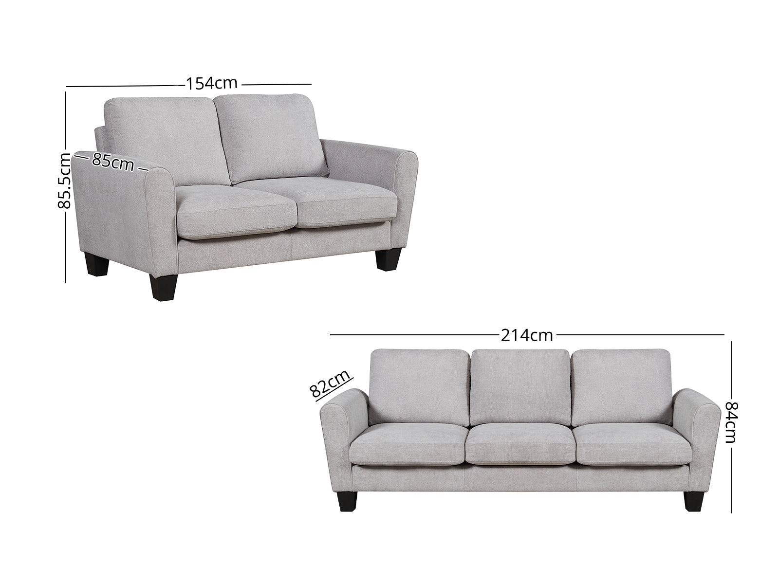 DS Rosa Linen Sofa Set Grey