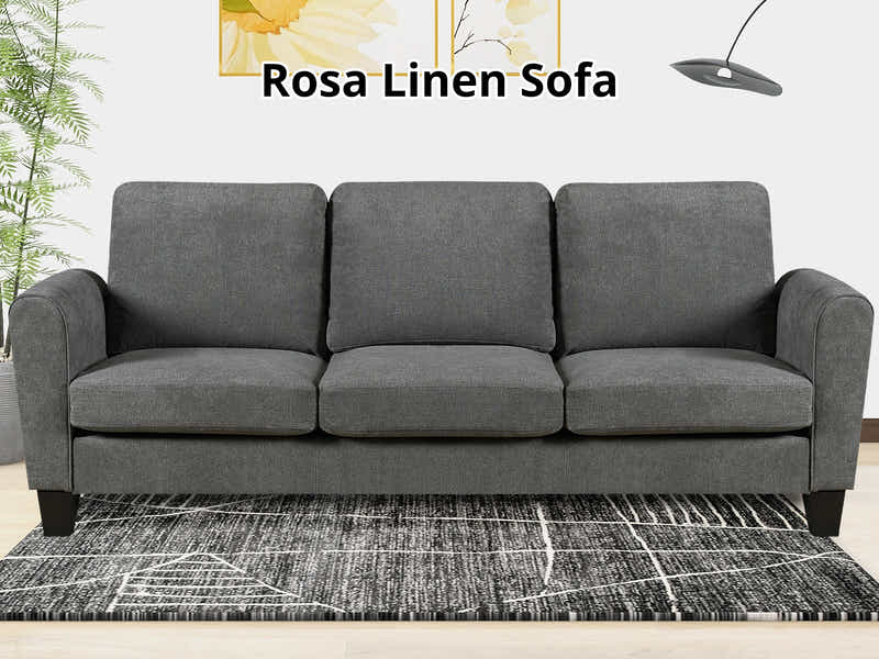 Rosa Linen Sofa Grey3184