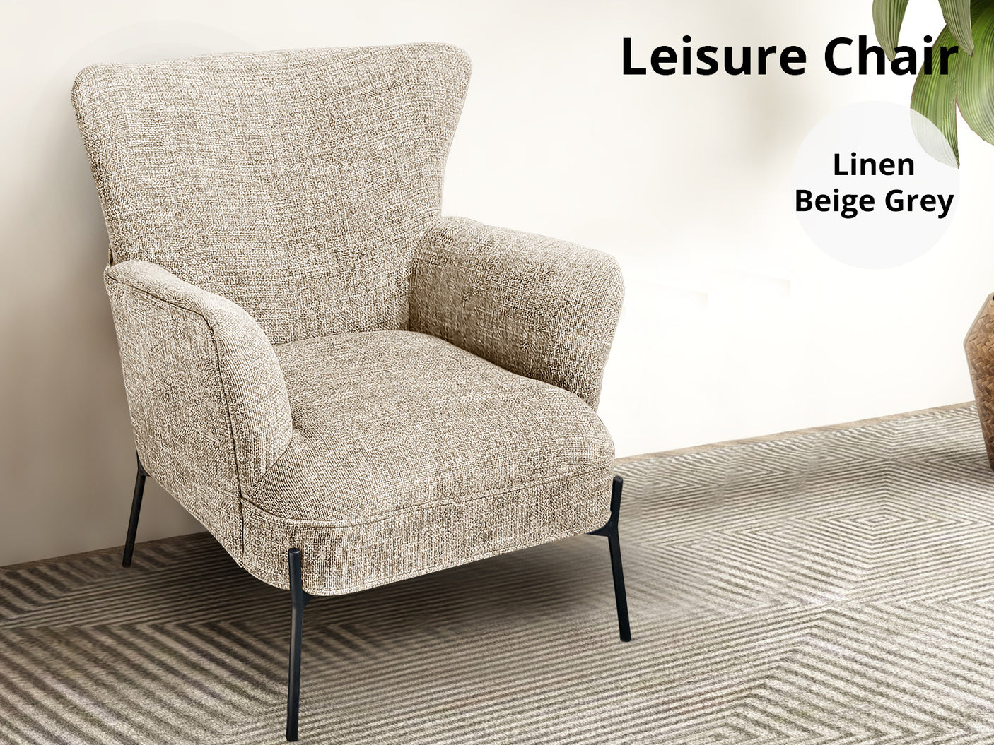 Leisure Chair 1613 Linen Beige Grey