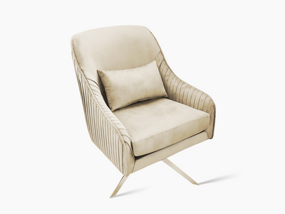 Velvet Swivel Accent Chair - Beige
