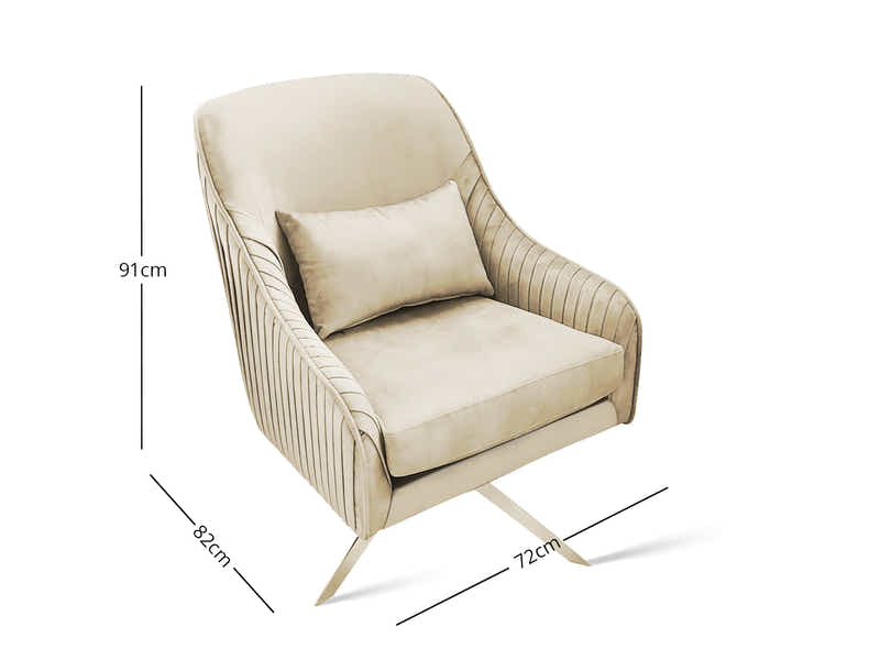 Velvet Swivel Accent Chair - Beige