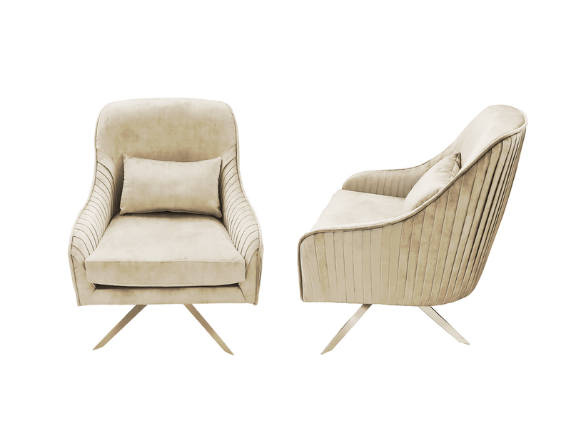 Velvet Swivel Accent Chair - Beige