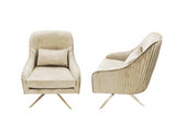 Leisure Swivel Chair 1640 Velvet Beige