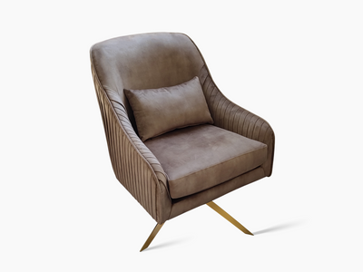 Velvet Swivel Accent Chair - Light Brown