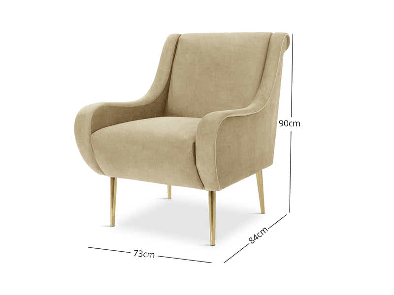 Linen Accent Chair with Curved Arms - Beige