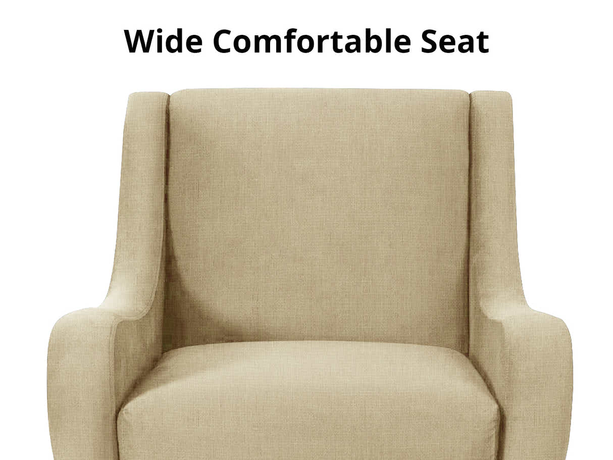 Linen Accent Chair with Curved Arms - Beige