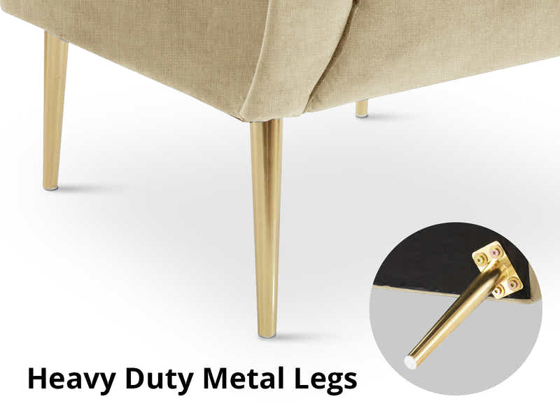 Linen Accent Chair with Curved Arms - Beige