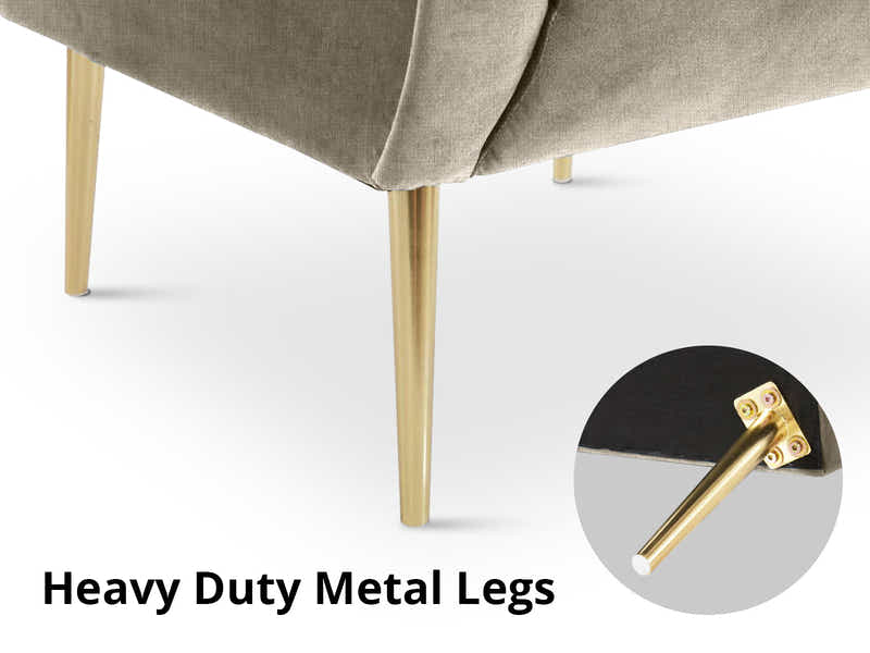 Linen Accent Chair with Curved Arms - Beige Grey