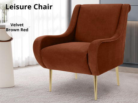 Armchair Velvet Brown Red