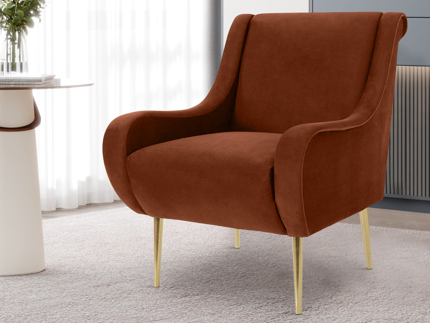 Armchair Velvet Brown Red