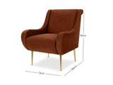 Armchair Velvet Brown Red
