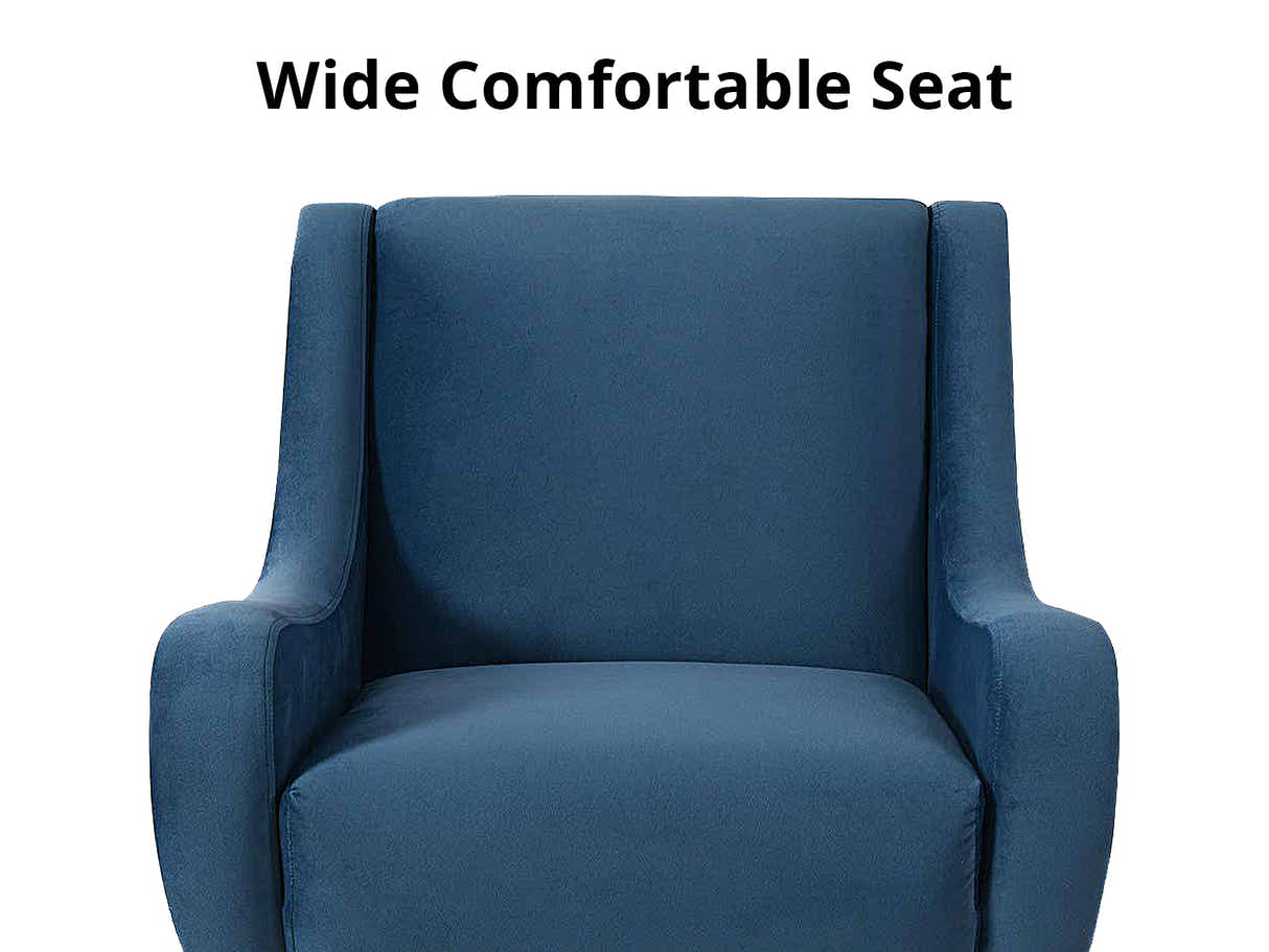 Velvet Accent Chair with Curved Arms - Light Blue