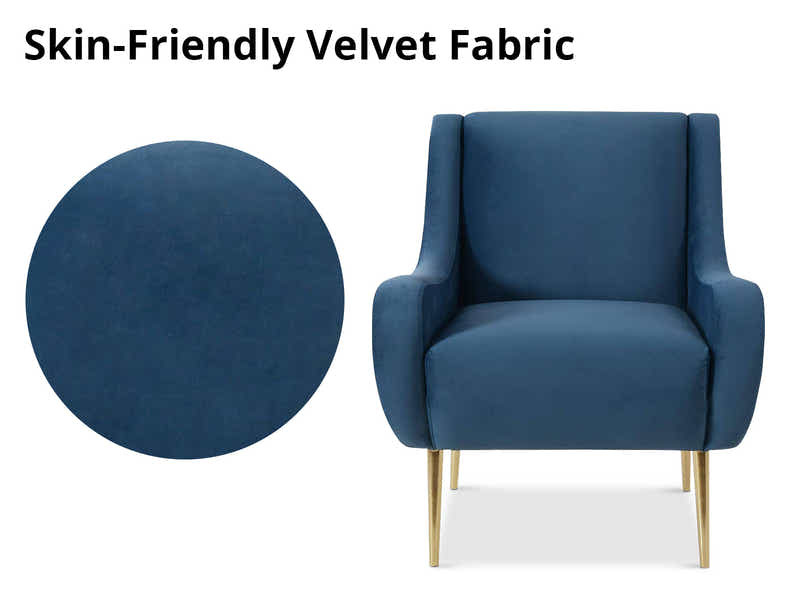 Velvet Accent Chair with Curved Arms - Light Blue