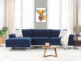 Kaveah Velvet Sofa With Left Chaise - Blue
