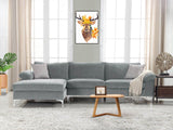 Kaveah Velvet Sofa With Left Chaise - Dark Grey