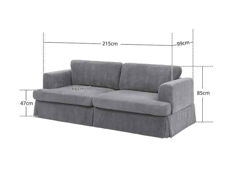 DS Levinson Corduroy Sofa Grey