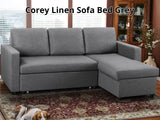 T Corey Linen Sofa Bed Grey