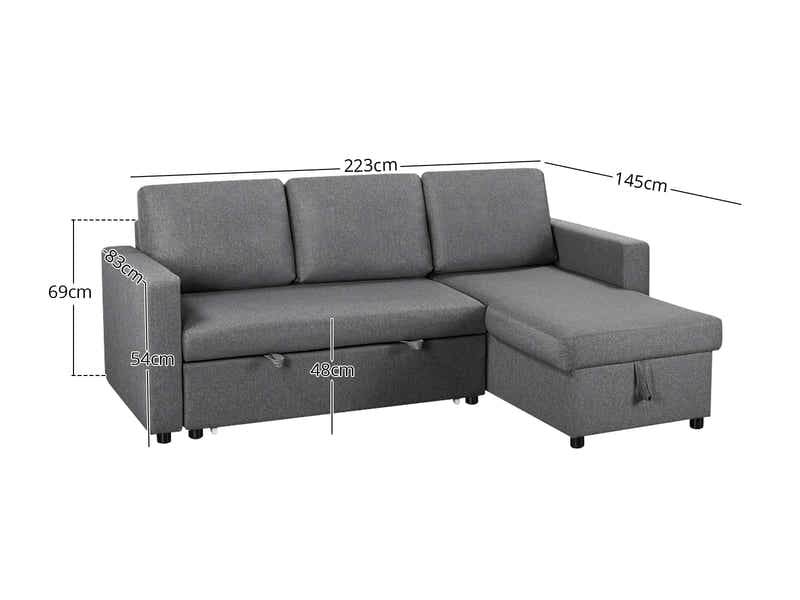 Corey Pull Out Sofa Bed - Grey