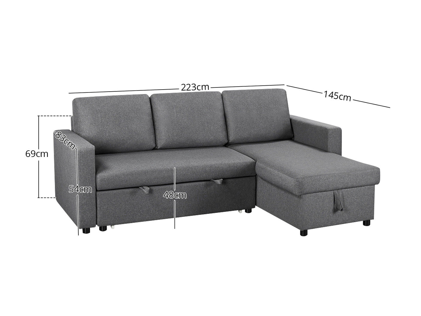 T Corey Linen Sofa Bed Grey