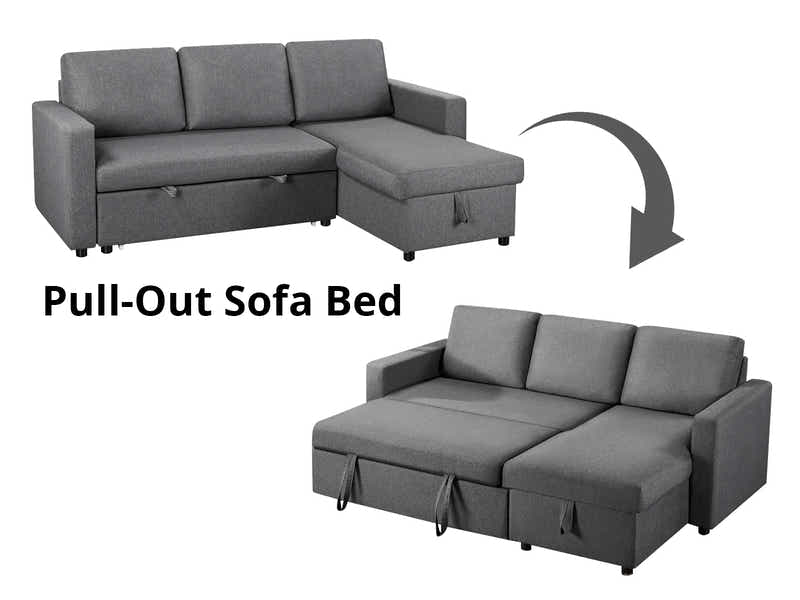 Corey Pull Out Sofa Bed - Grey