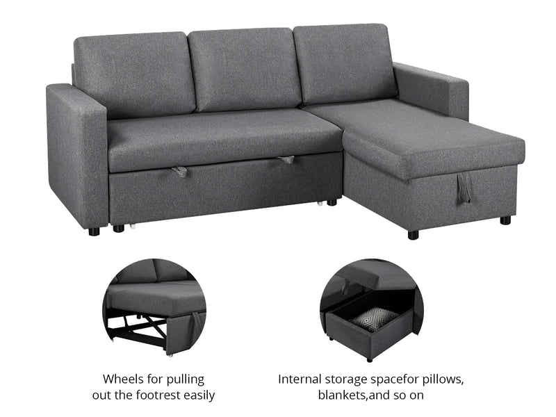 Corey Pull Out Sofa Bed - Grey