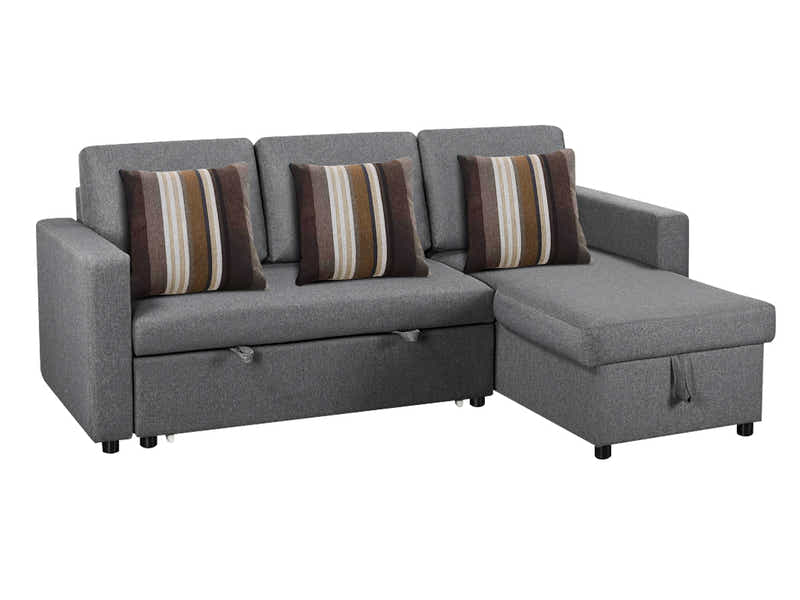 Corey Pull Out Sofa Bed with Pillows - Grey