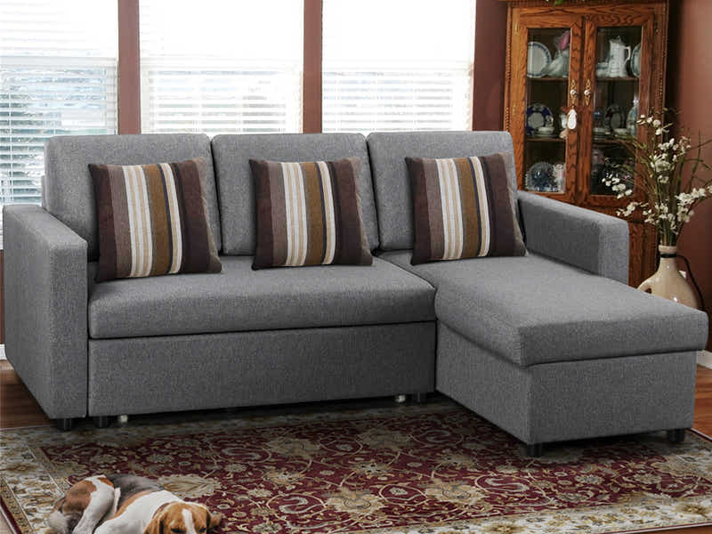 Corey Pull Out Sofa Bed with Pillows - Grey