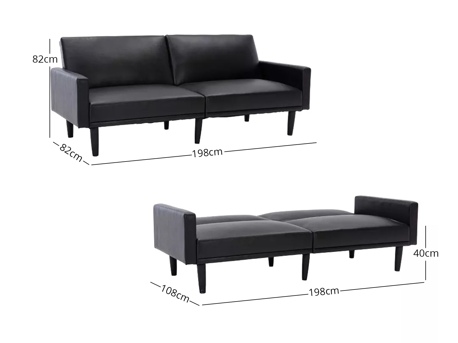 Adelia Sofa Bed PU Black
