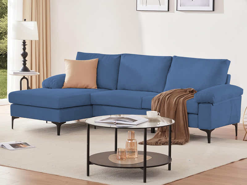 Adriana Linen Sectional Sofa - Blue