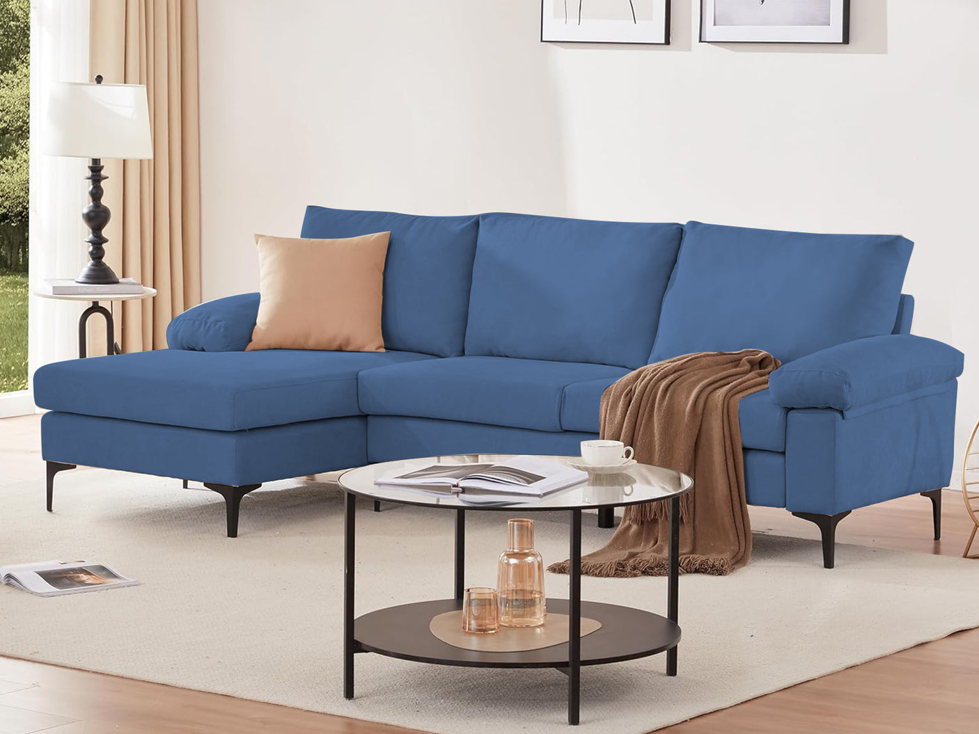 Adriana Sectional Sofa Linen Blue